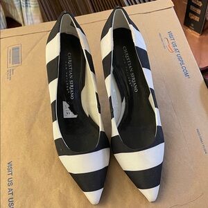 Christian Siriano Bold Striped Heels never worn